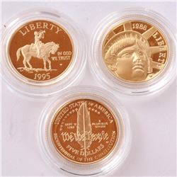 Three $5 Gold Commemoratives