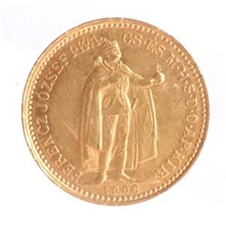1908 Hungary Gold, 10 Korona