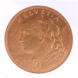 1915-B 10 Francs Swiss Gold