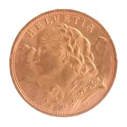 1927-B 20 Francs Swiss Gold