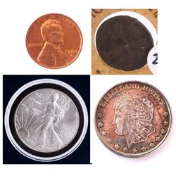 4 Coins: 2002 Silver Eagle, Greek Coin