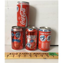 GR OF 4, COCA-COLA BLUE JAYS WORLD SERIES COLLECTOR CANS