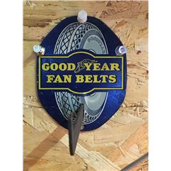 GOOD YEAR, FAN BELT DEALER SIGN, APPROX 6" - NOTE ORIGINAL WHITE RUBBER