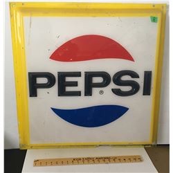 PLASTIC PEPSI SIGN, 28.5" SQUARE