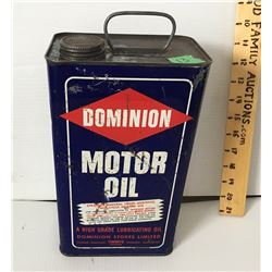 DOMINION MOTOR OIL GALLON TIN W/CONTENTS