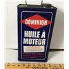 Image 2 : DOMINION MOTOR OIL GALLON TIN W/CONTENTS