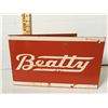 Image 2 : BEATTY TIN RACK SIGN, 12" X 7"