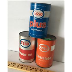 GR OF 3 ESSO FIBRE QT CANS, 2 FULL