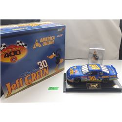 NASCAR 1:24 SCALE DIECAST, JEFF GREEN #30 CAR W/DAFFY DUCK FIGURE, NEW IN BOX