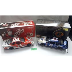 GR OF 2 NASCAR 1:24 SCALE DIECAST, TONY STEWART, RUSTY WALLACE CARS, W/BOX