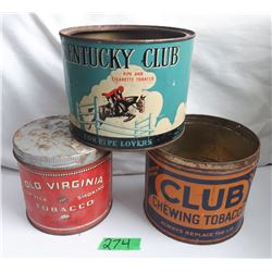 GR OF 3 TOBACCO TINS