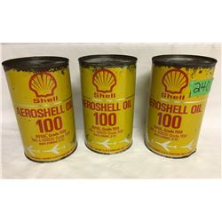 GR OF 3, AREOSHELL OIL CANS, 1 QT SIZE