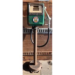 GAS BOY PUMP W/WHITE ROSE DECAL MOUNTED ON BASE