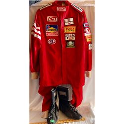 RACE CAR DRIVER SUIT SIZE S, BOOTS, FIRE RETARDANT