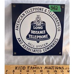 PORCELAIN BELL TELEPHONE SIGN, REPRO
