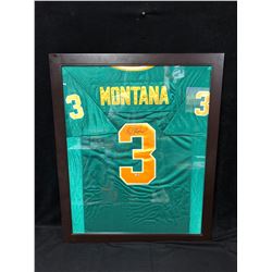 JOE MONTANA SIGNED NOTRE DAME FRAMED FOOTBALL JERSEY W/ GRID IRON GREATS COA