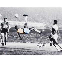 Pele Signed 1965 Bicycle Kick 16x20 Photo (PSA COA)