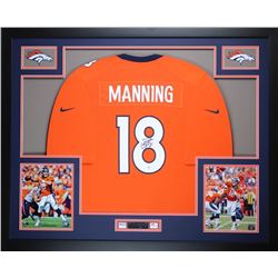 Peyton Manning Signed Broncos 35" x 43" Custom Framed Jersey (Steiner COA)