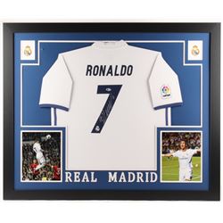 Cristiano Ronaldo Signed Real Madrid 35x43 Custom Framed Jersey (Beckett COA)