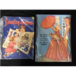 VINTAGE COUNTING RHYMES CHILDREN BOOK & GLAMOUR PAPER DOLL LOT