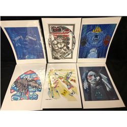 NATIVE ART PRINT LOT BY HUBERT BILLY (12" X 18")