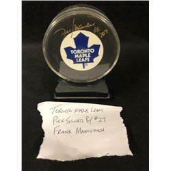 FRANK MAHOVLICH SIGNED MAPLE LEAFS HOCKEY PUCK