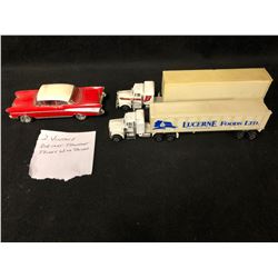 VINTAGE DIE-CAST TOY TRANSPORT TRUCKS W/ TRAILERS LOT