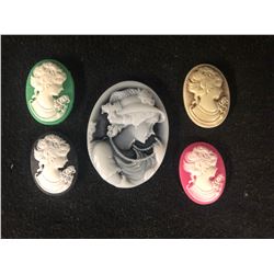 5 PIECE CAMEO CARVING LOT