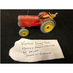 VINTAGE DINKY TOYS MASSEY HARRIS TRACTOR W/ DRIVER (MADE IN ENGLAND)