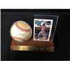 Image 1 : MO VAUGHN SIGNED BASEBALL W/ BASEBALL CARD DISPLAY