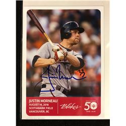 JUSTIN MORNEAU SIGNED 5" X 7" POSTCARD