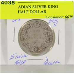 1918 CANADIAN SLIVER KING GEORGE HALF DOLLAR