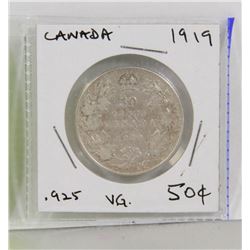 CANADA SILVER FIFTY CENT COIN  1919