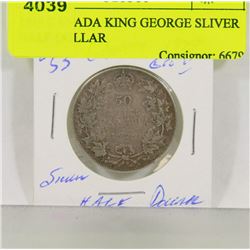 1929 CANADA KING GEORGE SLIVER HALF DOLLAR