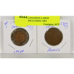 LOT OF 2 CANADIAN LARGE PENNIES, INCLUDING 1905