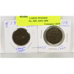 LOT OF 2, LARGE PENNIES INCLUDING, 1881 AND 1896