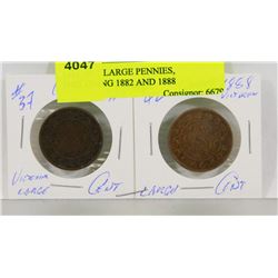 LOT OF 2 LARGE PENNIES, INCLUDING 1882 AND 1888