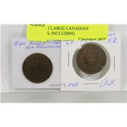 LOT OF 2 LARGE CANADIAN PENNIES, INCLUDING