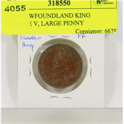 1936 NEWFOUNDLAND KING GEORGE V, LARGE PENNY