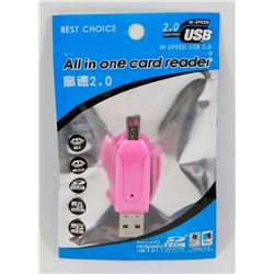 NEW USB 2.0 ALL-IN-ONE CARD READER (PINK)