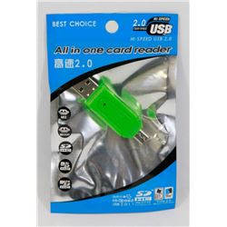 NEW USB 2.0 ALL-IN-ONE CARD READER (GREEN)