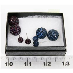 2 PAIRS OF NEW "DOUBLE THE FUN" SPARKLE BALLS STUD