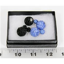 2 PAIRS OF NEW "DOUBLE THE FUN" SPARKLE BALLS STUD