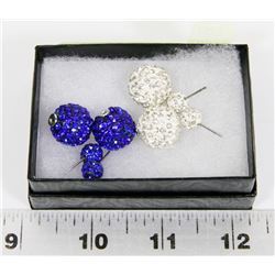 2 PAIRS OF NEW "DOUBLE THE FUN" SPARKLE BALLS STUD
