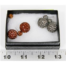 2 PAIRS OF NEW "DOUBLE THE FUN" SPARKLE BALLS STUD