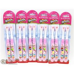 LOT OF 6 SHOPKINS 2 PACK TOOTHBRUSH SETS
