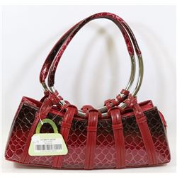 SNAKESKIN STYLE HANDBAG (RED)