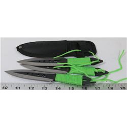 LOT OF 3 NEW THROWING KNIVES WITH SHEATH