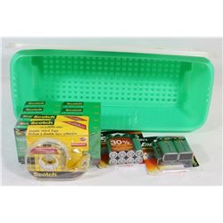 TUPPERWARE CONTAINER WITH TAPE, AND ASSORTED