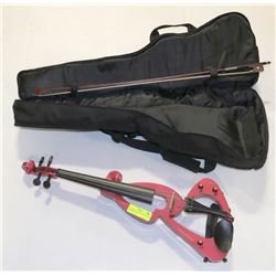 VIOLIN RED ELECTRIC 4/4 WITH BOW AND SOFT CASE.